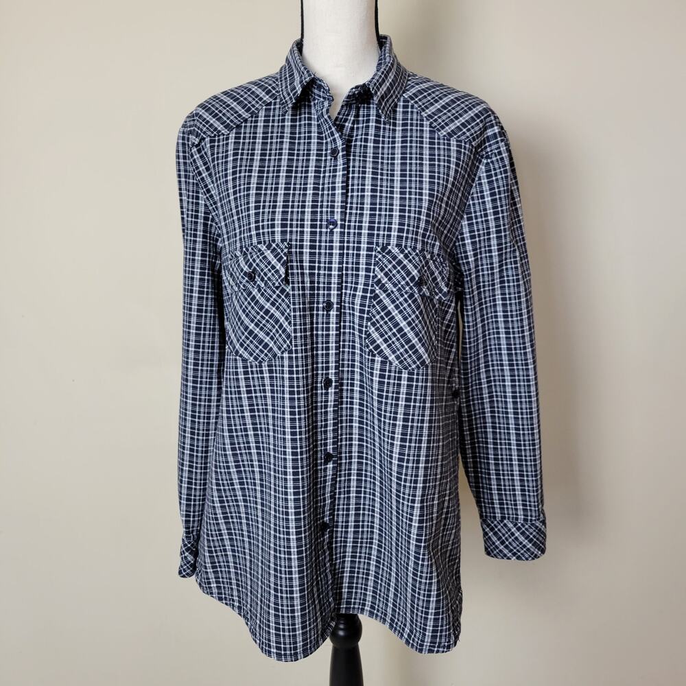 Matchstick Argus Women's XL Shirt Plaid /Check Western Cowgirl Roll Tab Sleeve